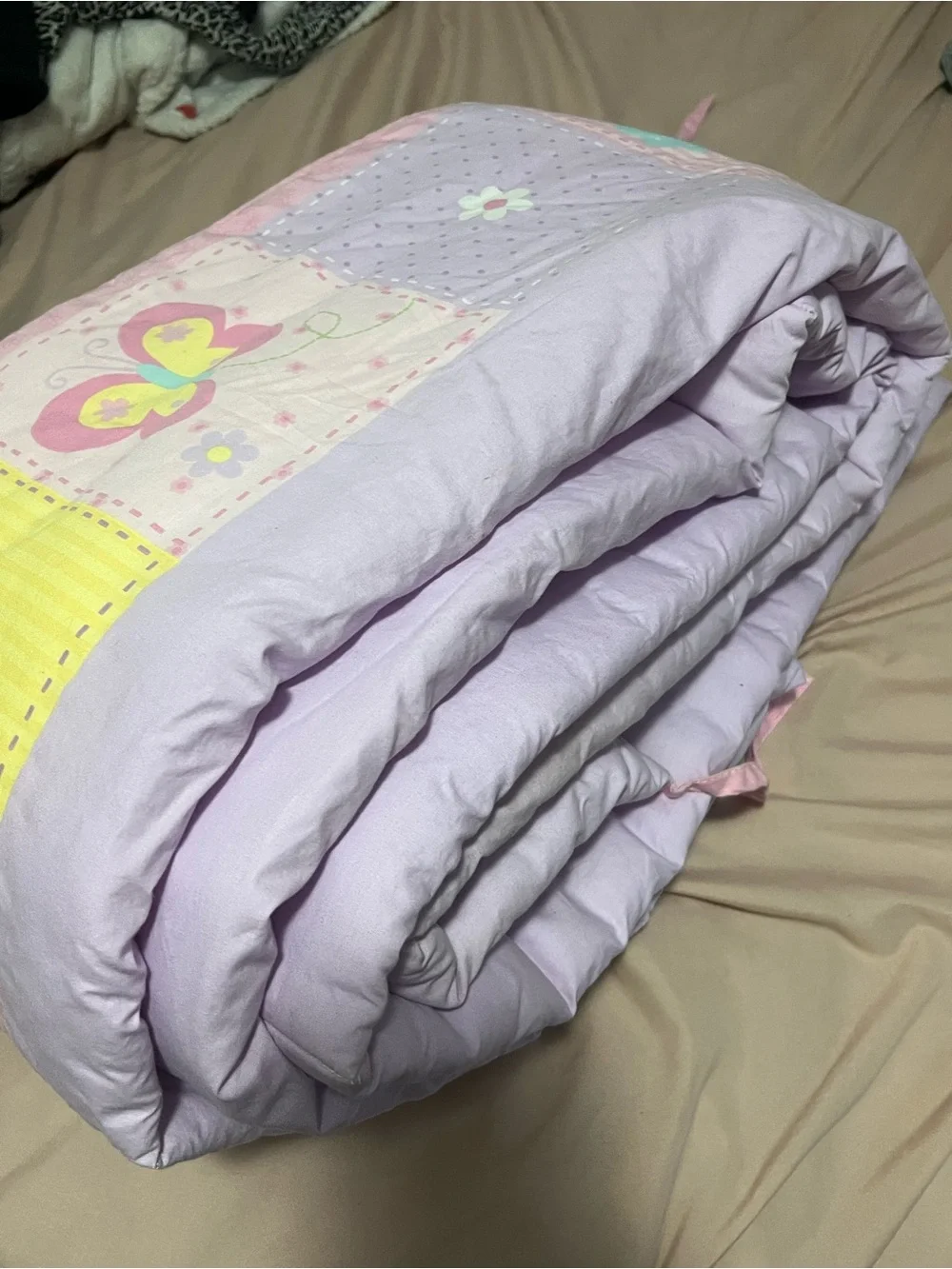 Baby girl Pink and Purple Floral Butterfly Crib Blanket